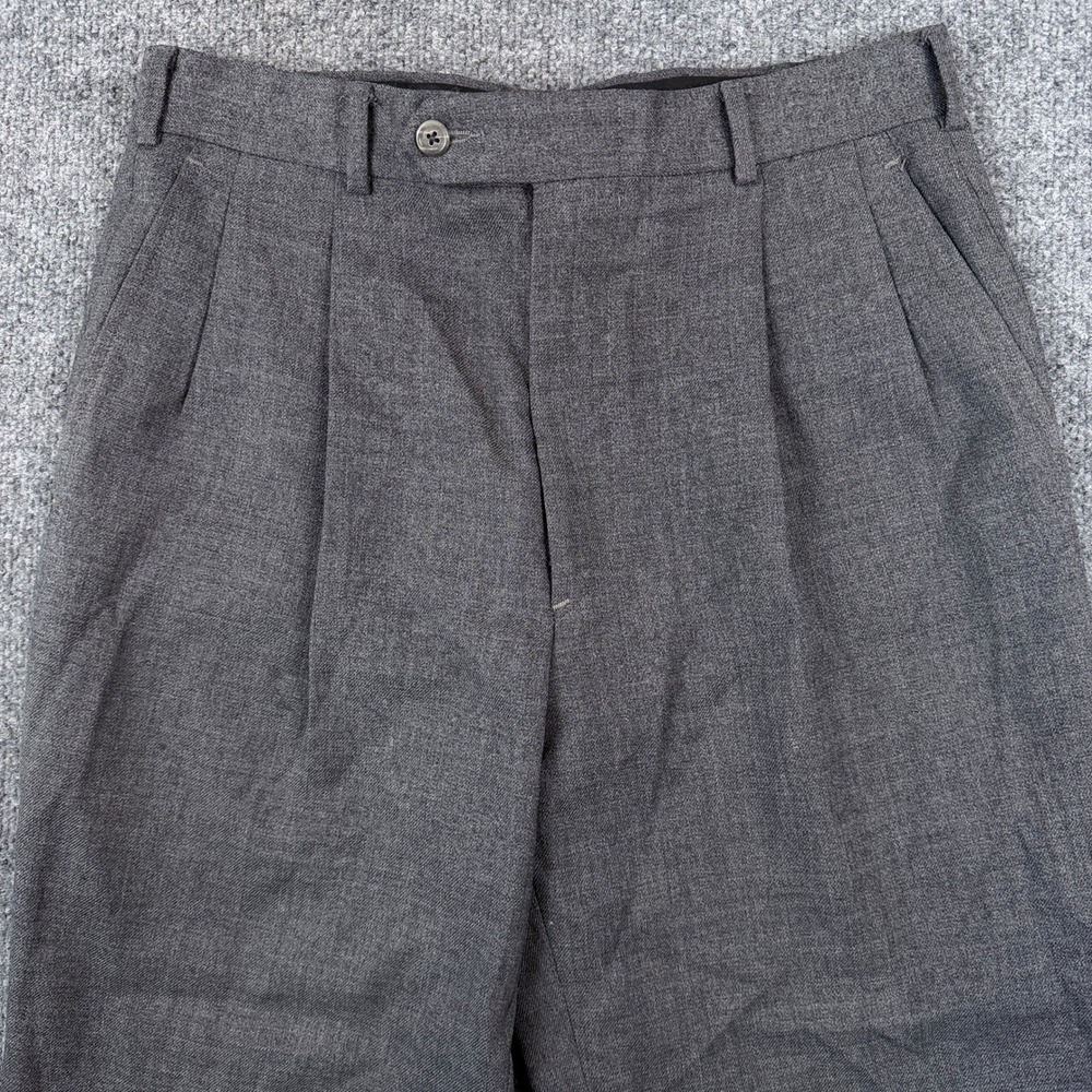 Vintage Burberrys Pants Mens 32x27 Gray Wool Pleated Talon Zip Made in USA 70s